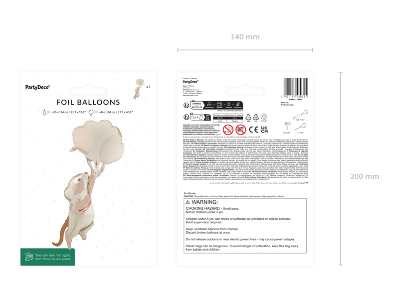 Balon foliowy Myszka z balonami, 44x104 cm, mix - obrazek 4
